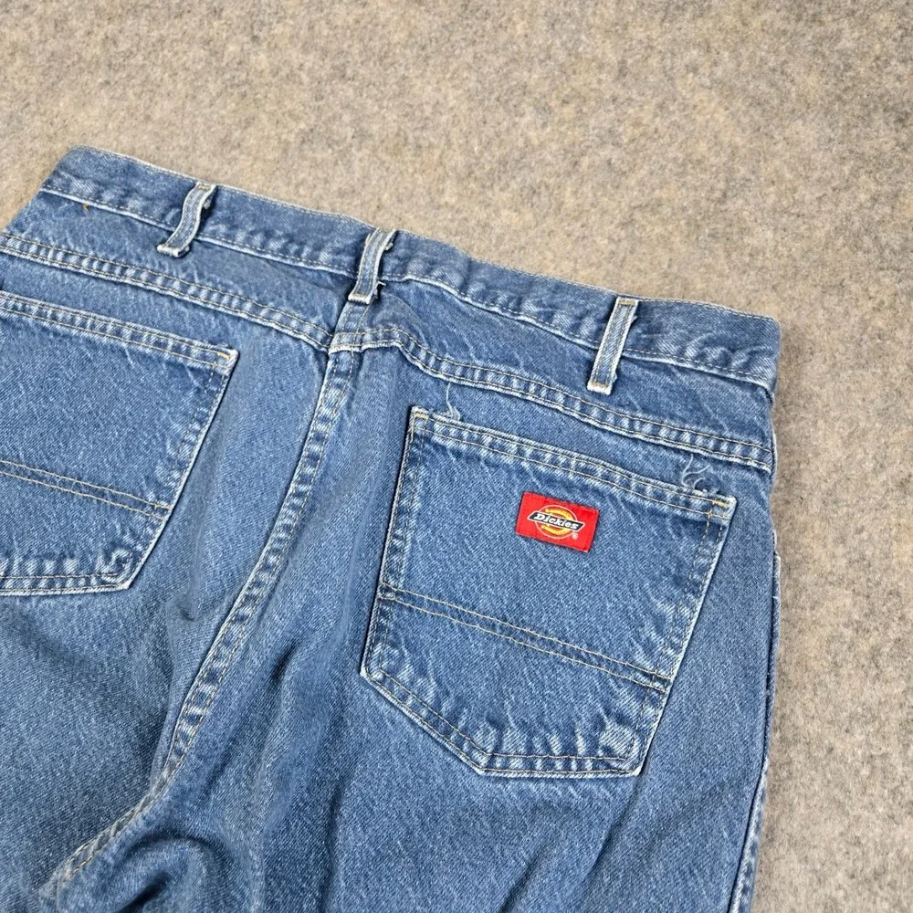 VTG Dickies Double Knee Jeans Mens‎ 36x33 Blue Denim Y2K Skater Baggy Workwear